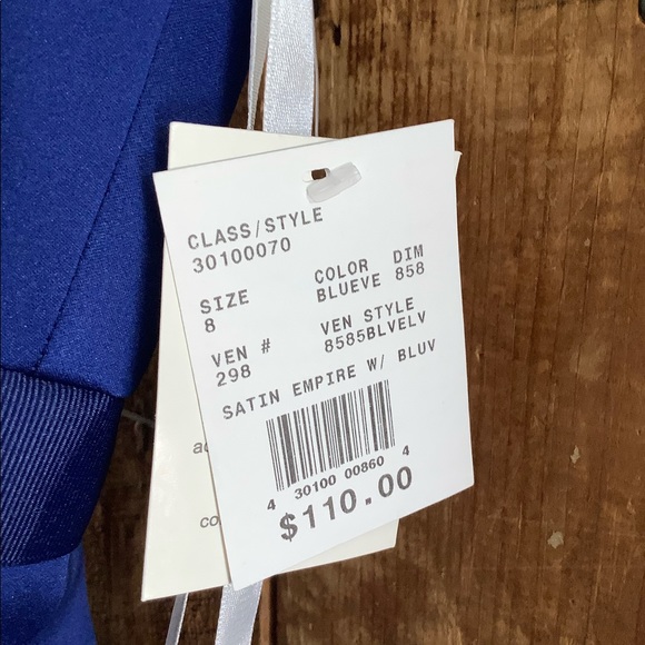 David’s bridal NEW Y2K cobalt blue bridesmaid prom dress - Picture 3 of 4